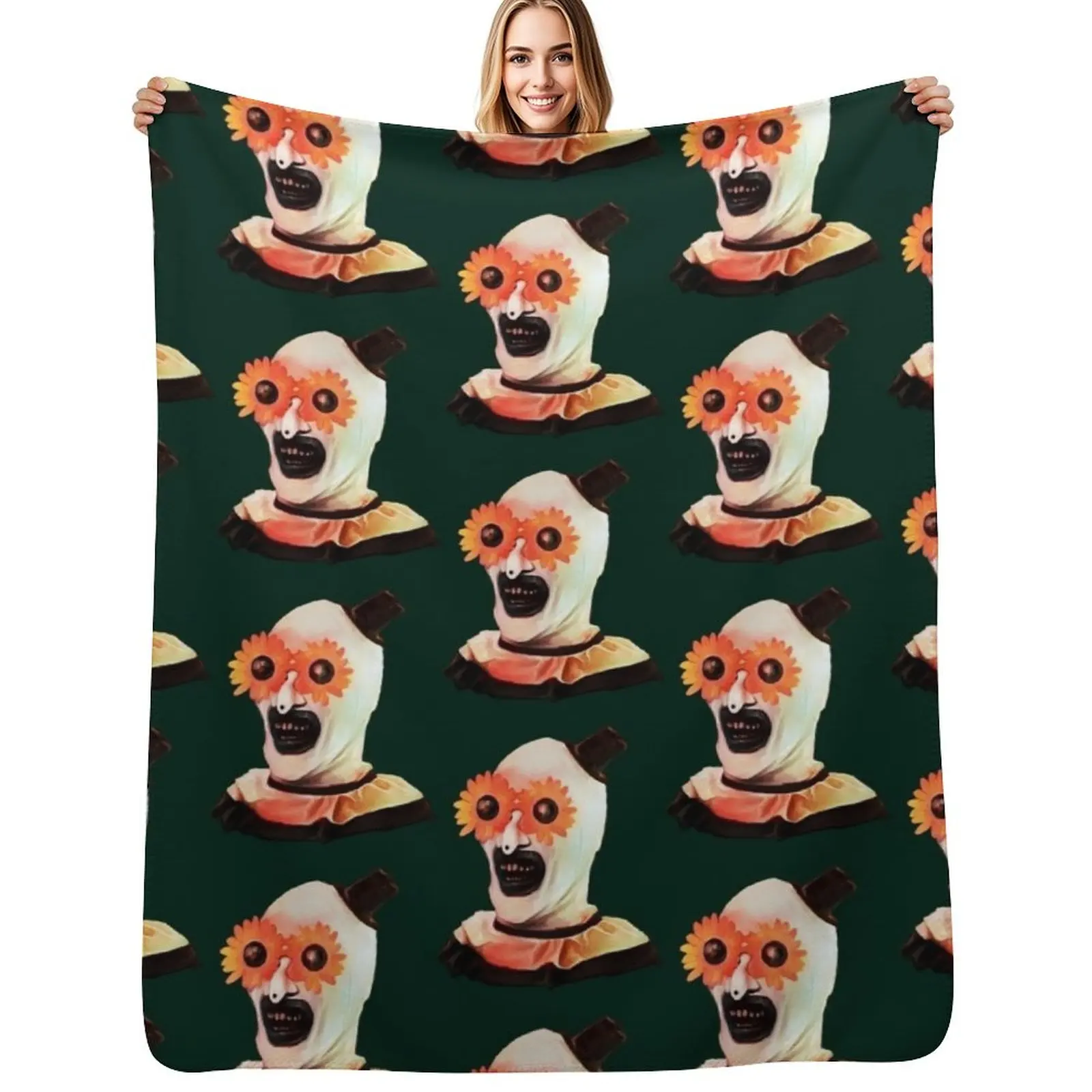 

Art the Clown the creepy withe flower glasses Throw Blanket Single Bed linens Sofas Plush Blankets