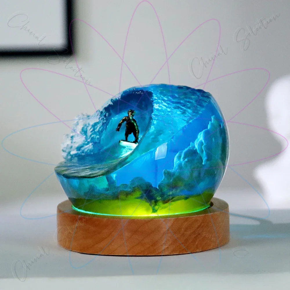 Ocean Resin Night Light Ornament Coral Bush Micro Landscape Surfing Creative Handicraft Ornament