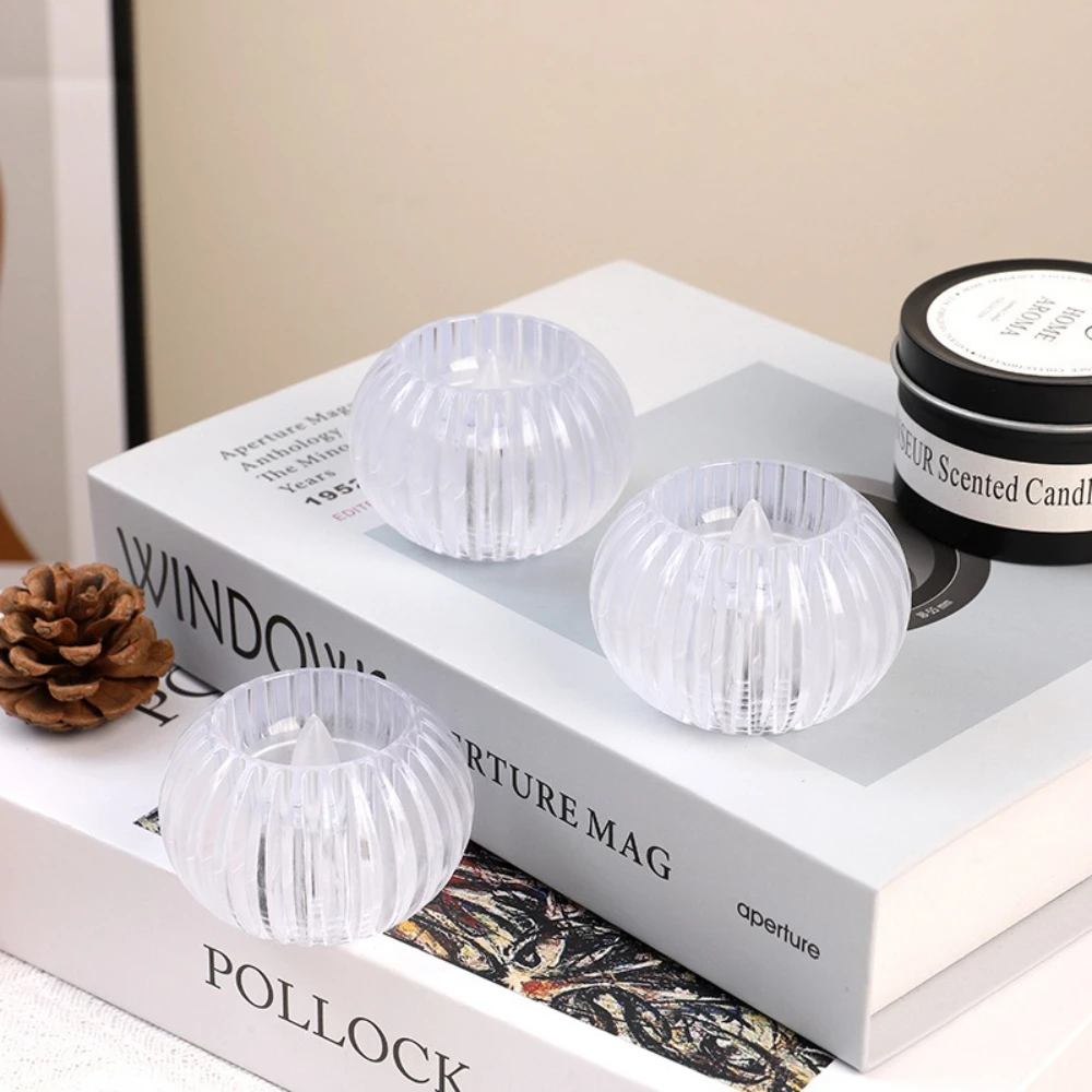 12pcs LED Round Candle Lights, Round Flameless Candle, Battery Operated Candle Night Light, Transparent Crystal Lamp