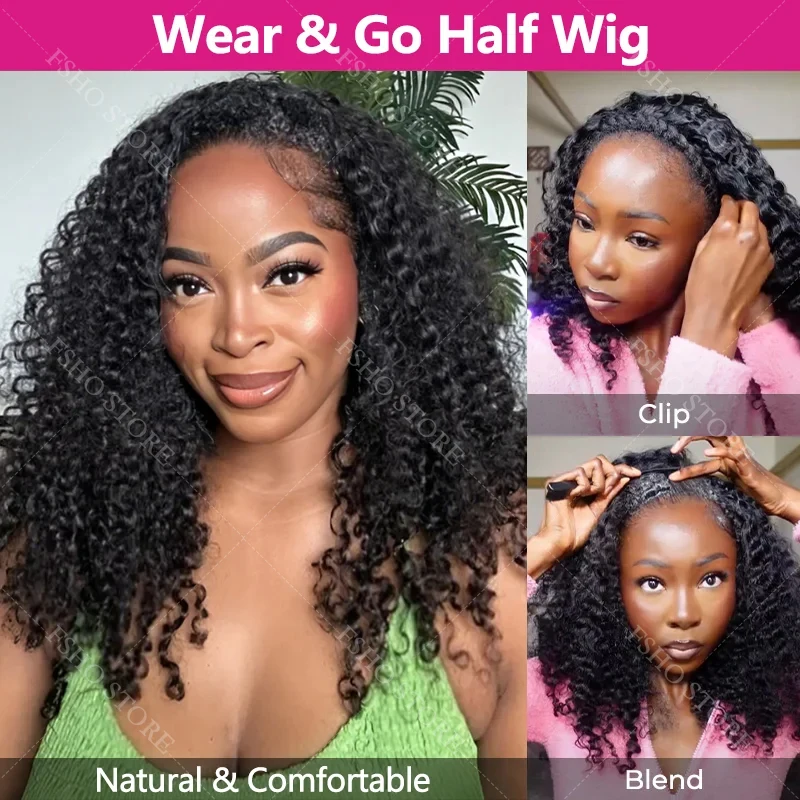 

Полупарики из натуральных волос Кудрявые вьющиеся 34-дюймовые парики из натуральных волос Бесшовные откидные полупарики Для начинающих Вьющиеся парики для женщин