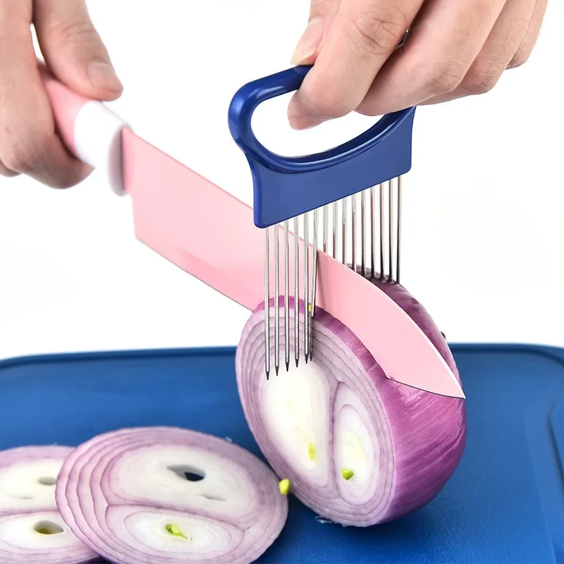 Onion Needle Household Fruit and Vegetable Cucumber Onion Slicing Fixer Stainless Steel Onion Fork Tender Meat Tenderizer Needle