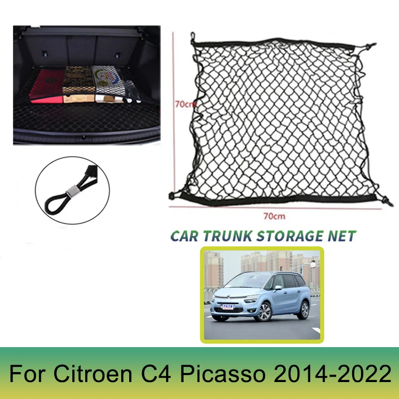 for Citroen Grand C4 Picasso Space Tourer 7 5 Seater 2016 2015 2014-2022 Car Trunk NetCargo Mesh Net Luggage Elastic Accessories