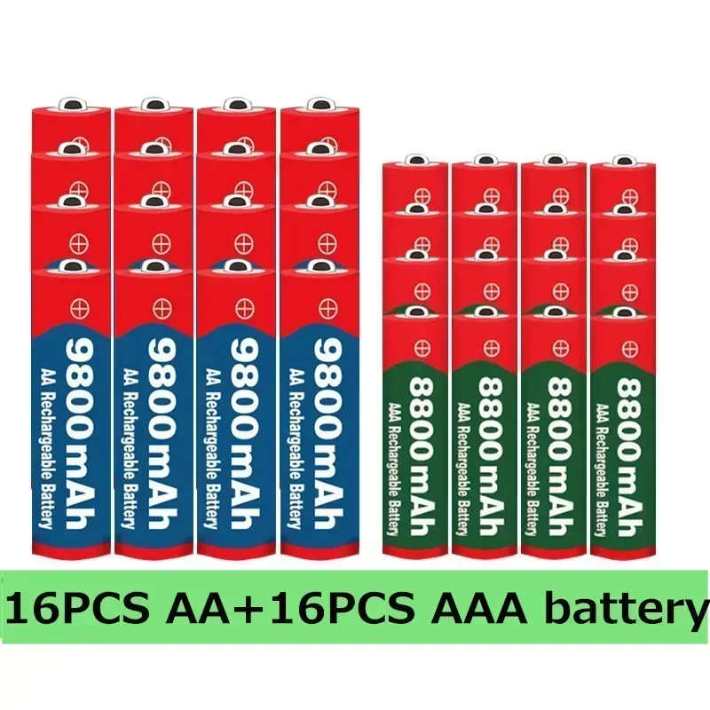 Akumulator 1,5 V 2024 najlepiej sprzedający się akumulator alkaliczny AA9800 mAh + AA8800 mAh do mikrofonów i odtwarzaczy MP3