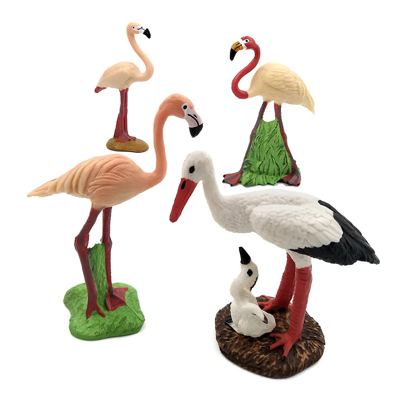 Simulation Flamingo White crane Miniature Animal Model bird Figurine home decor miniature fairy garden decoration accessories