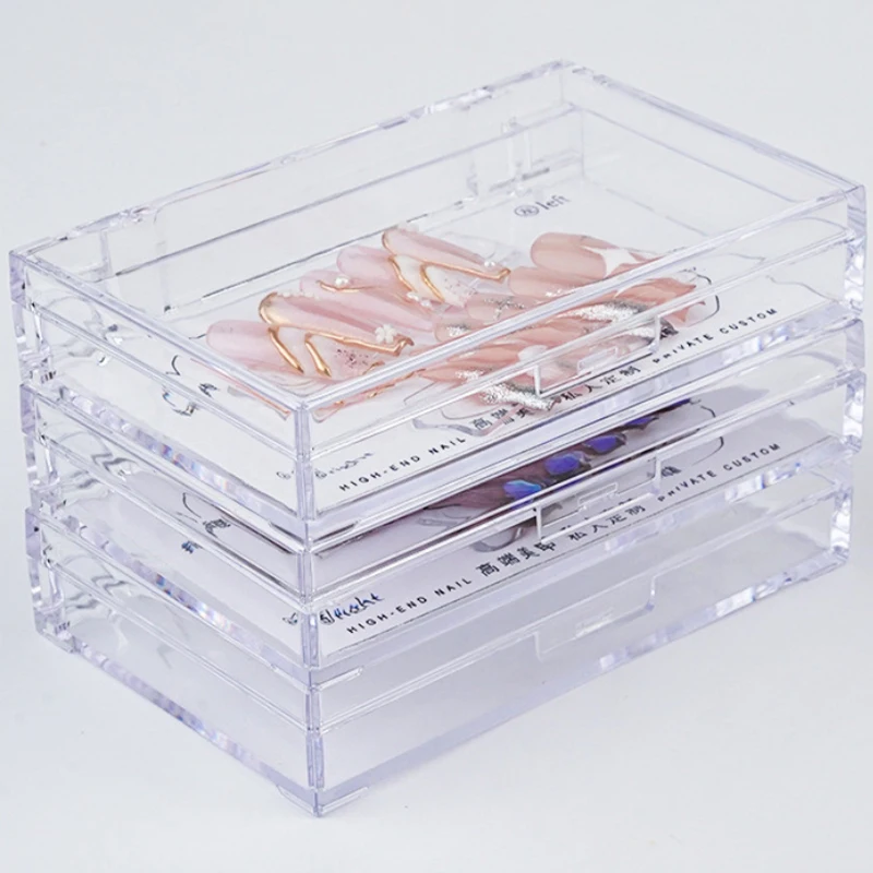 Transparent Nail Dustproof Storage Box Anti Oxidation Packing Boxes Nail Container Box Portable Plastic Manicure Display Holder