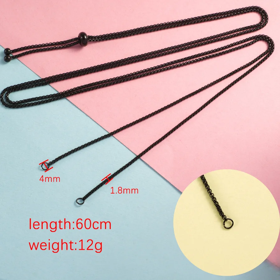 5pcs/lot Stainless Steel 60cm Long Box Chain Two Loops Connectors for DIY Making Necklace Jewelry Slide Extender Accessories