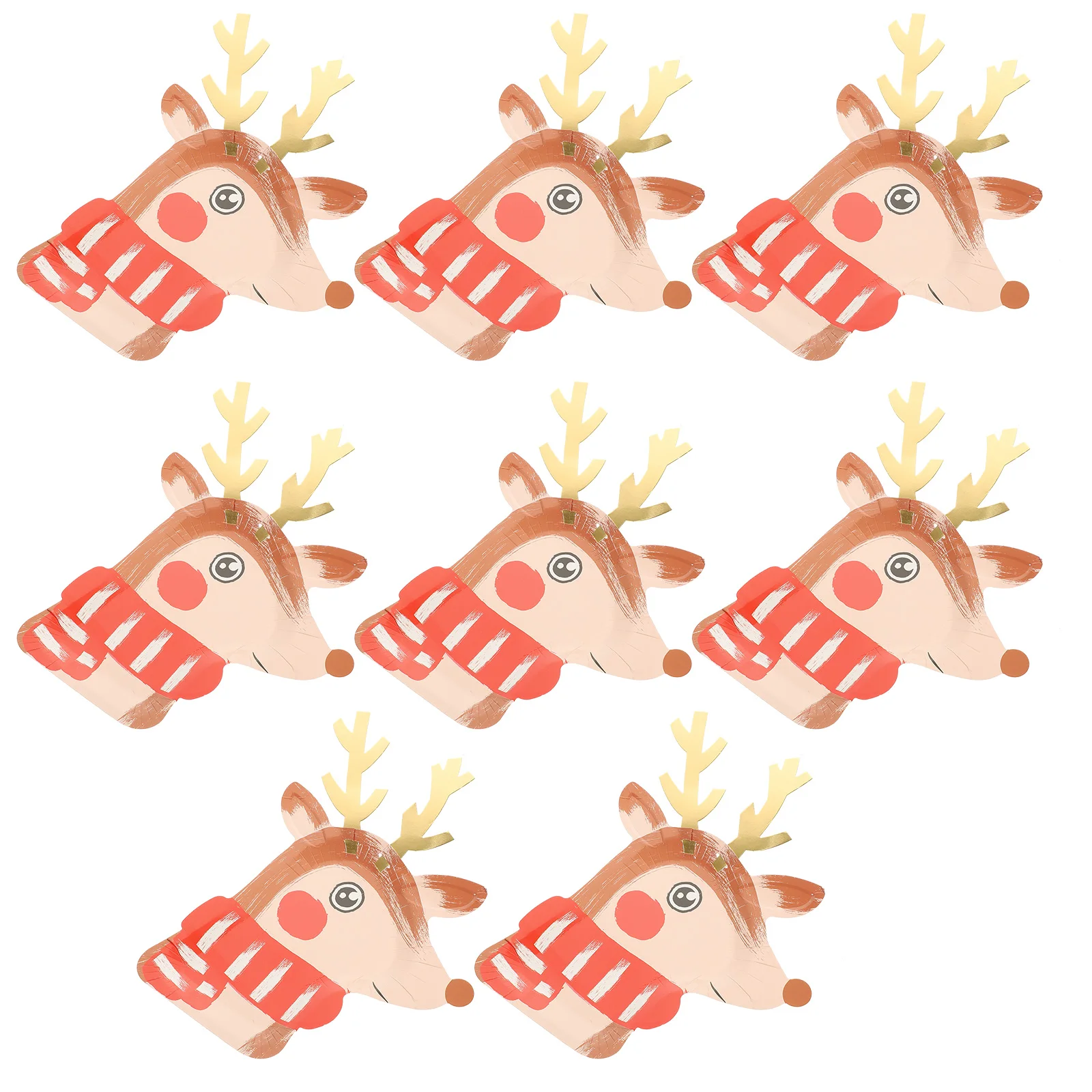 

8pcs Antler Plates Christmas Theme Durable Food Tray Snack Server Fruit Dish Party Supplies Storage Plate Paper Holder