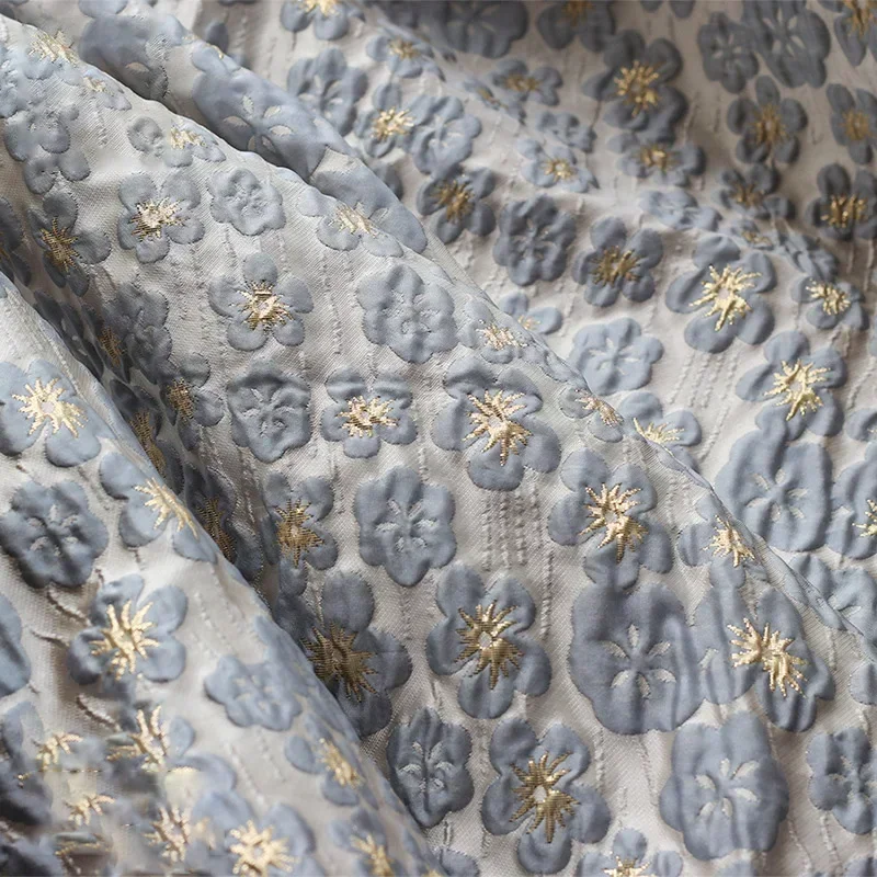 1m 3D Yarn Dyed Jacquard Gold Embossed Bubble Fabric Soft Elegant Tutu Skirt Dress Making Fabric Patchwork Home Decoration