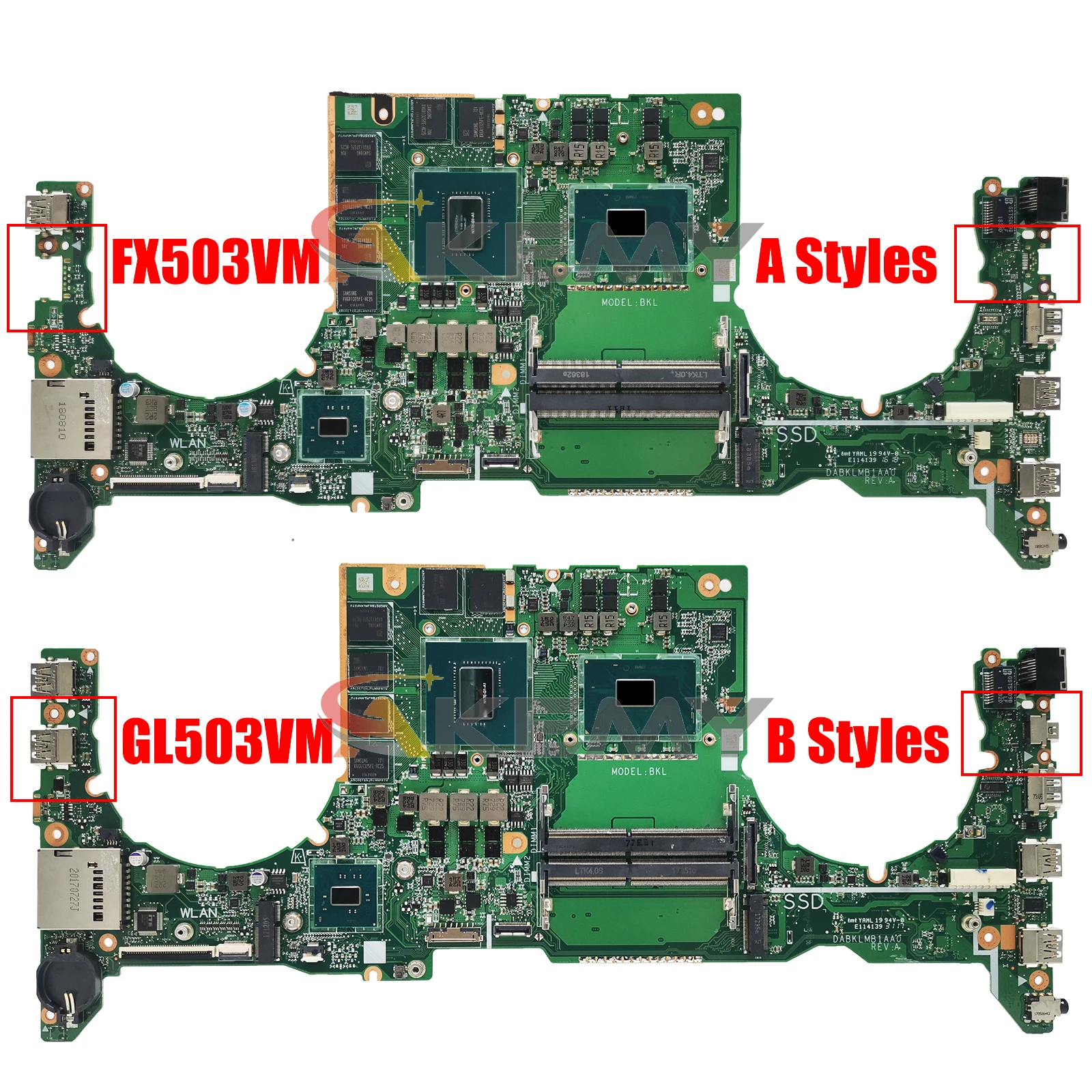 Imagem -02 - Placa-mãe Akemy para Asus Fx503vm Fx63v S5am Da0bklmbad0 Dabklmb1aa0 I57300hq de Painel Principal Gtx1060-v3g I7-7700hq V6g