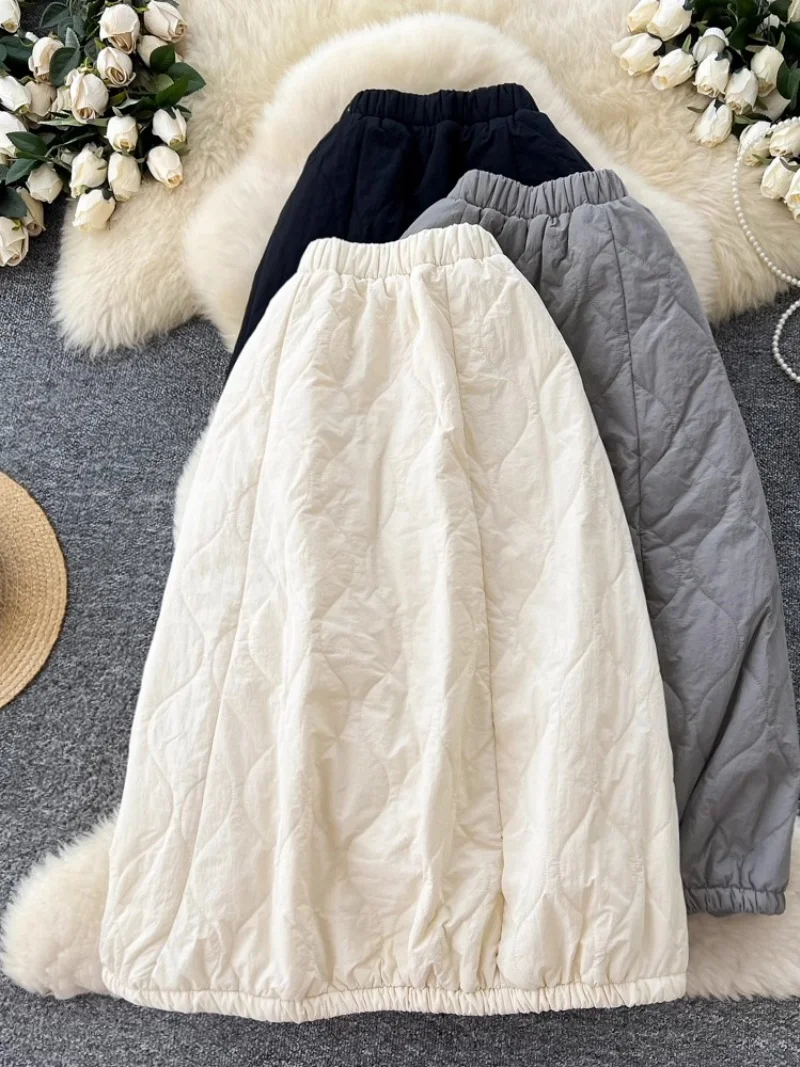 

Осень/зима, универсальная высококачественная хлопковая юбка, женская новинка 2025, корейская версия, юбка трапециевидной формы с эластичной резинкой на талии, средней длины w1113