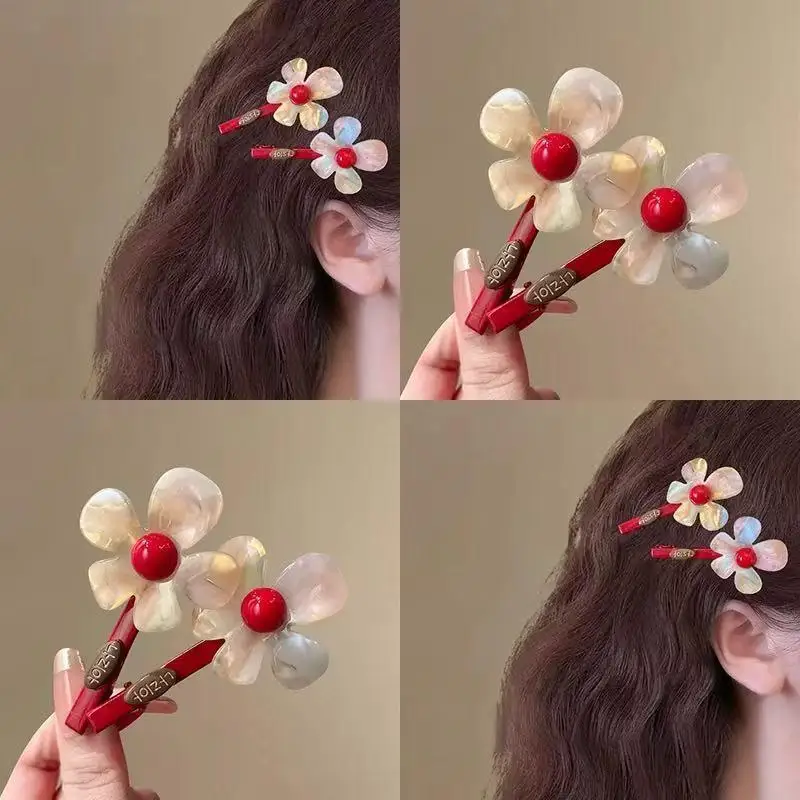 Haarspange mit Farbverlauf und Blumenmuster, elegante seitliche Haarspangen, luxuriöse Haar-Accessoires für Frauen – Detail 4