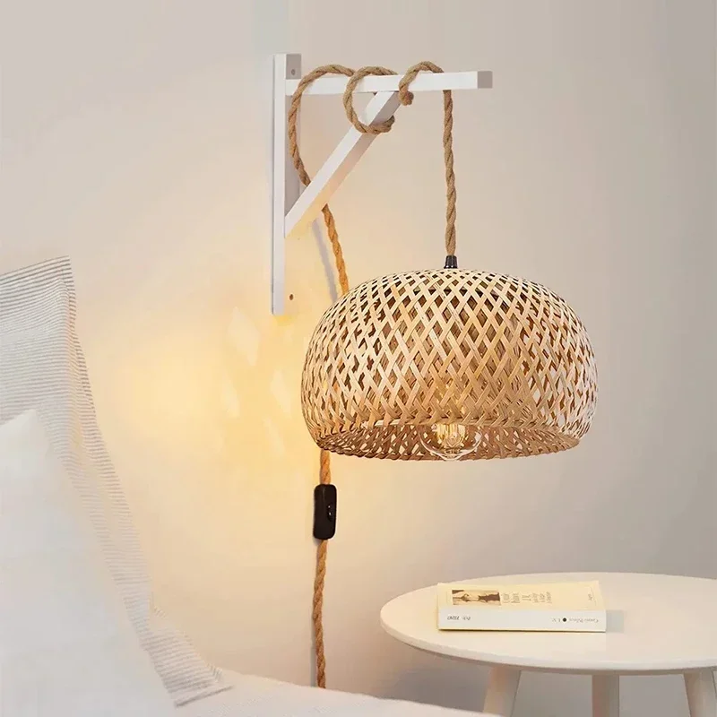 

American style rural chandelier, rural woven rattan art chandelier, living room, dining room, bedroom, study, hemp rope lamp