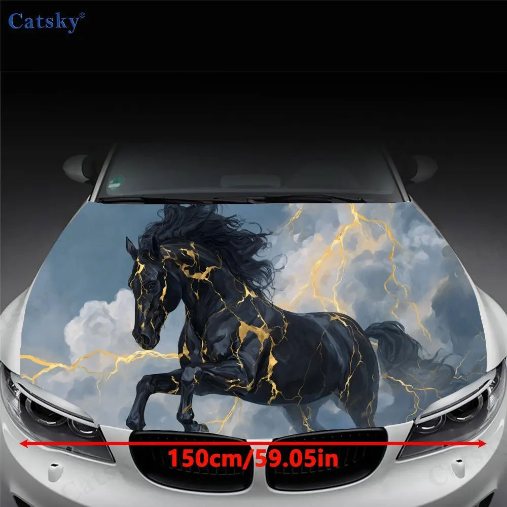 Legendary Lightning Horse Car Engine Hood Sticker, Auto Art Decal, Car Exterior Personalized Decoration, Gift for Car Lovers, Un