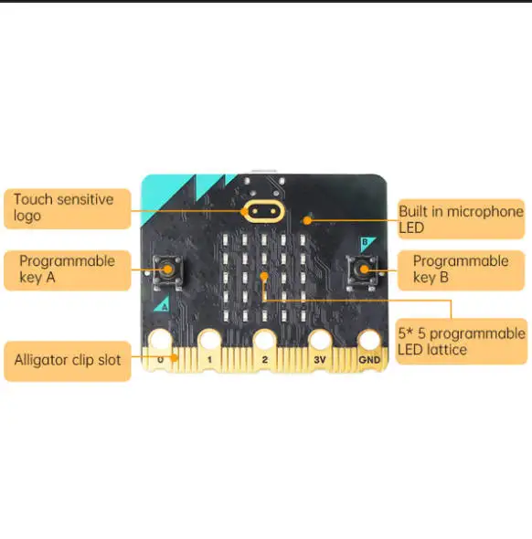 BBC Microbit V2.0 Micro:bit V2 Alto-falante e microfone embutidos para Micro Bit STEM Education Microbit V2.2