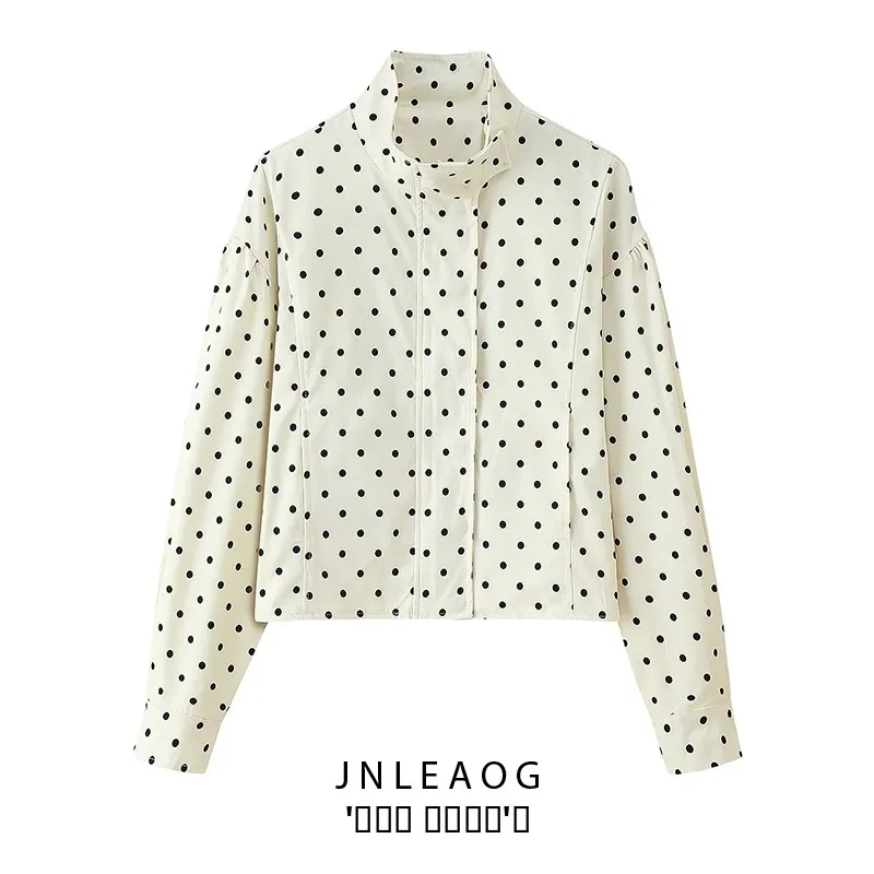 Faionable lunares Jaet ort Sve cuerpo largo prendas de vestir exteriores para mujer otoño nueva ropa de mujer Sle fibra de poliéster versátil