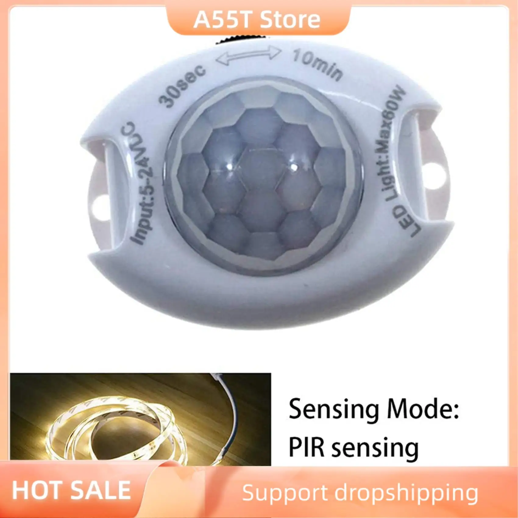 

A55T T9 DC5V чувствительный к влажности релейный модуль и инфракрасный датчик движения PIR детектор PIR датчик движения лампа (белый)