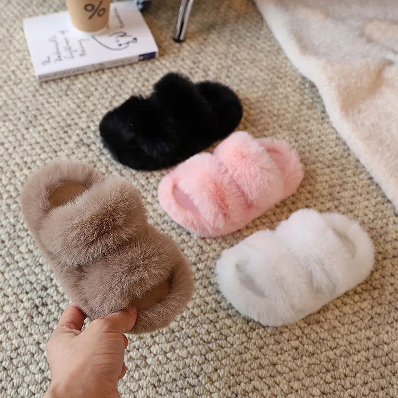 

Plush Slippers Autumn and Winter New Children's Cute Thickened Non-slip Warm Home Wear Mother and Daughter Cotton Mop