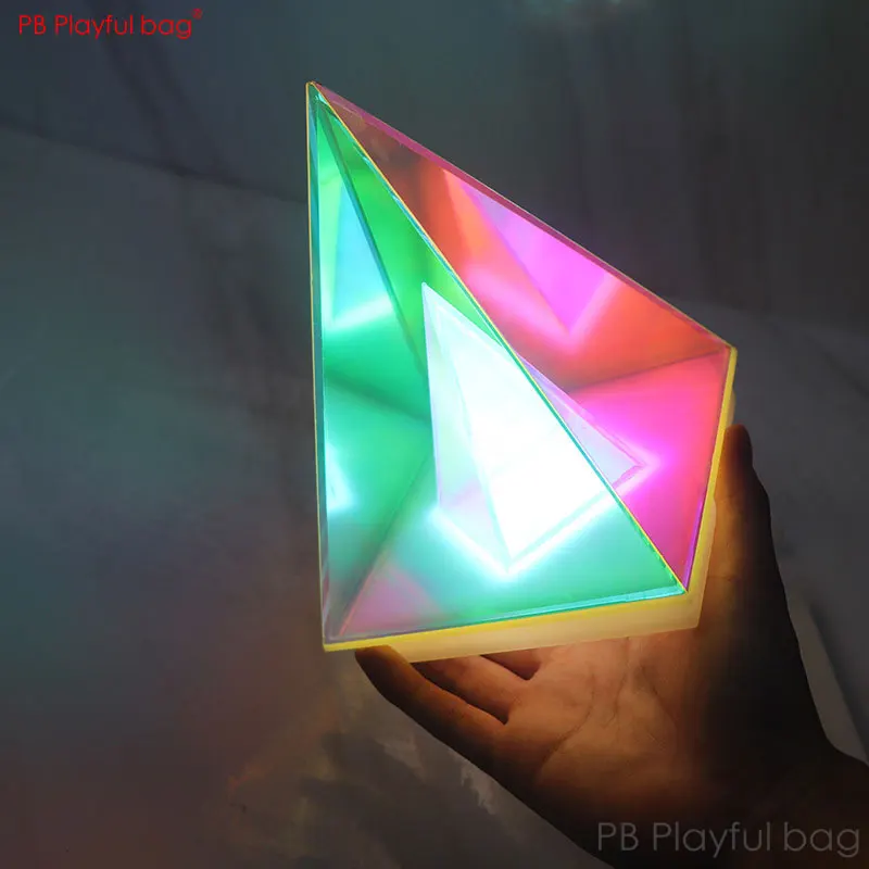 Colorful geometric pyramid table lamp Bedroom triangle ornaments LED Pyramid model Atmosphere decoration toys Y106