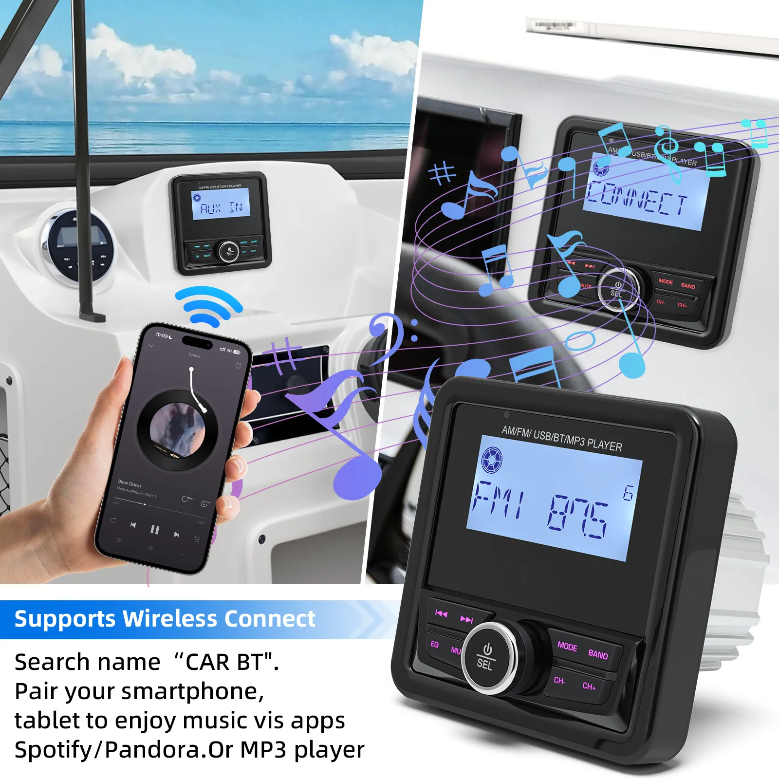 12V Marine Audio MP…