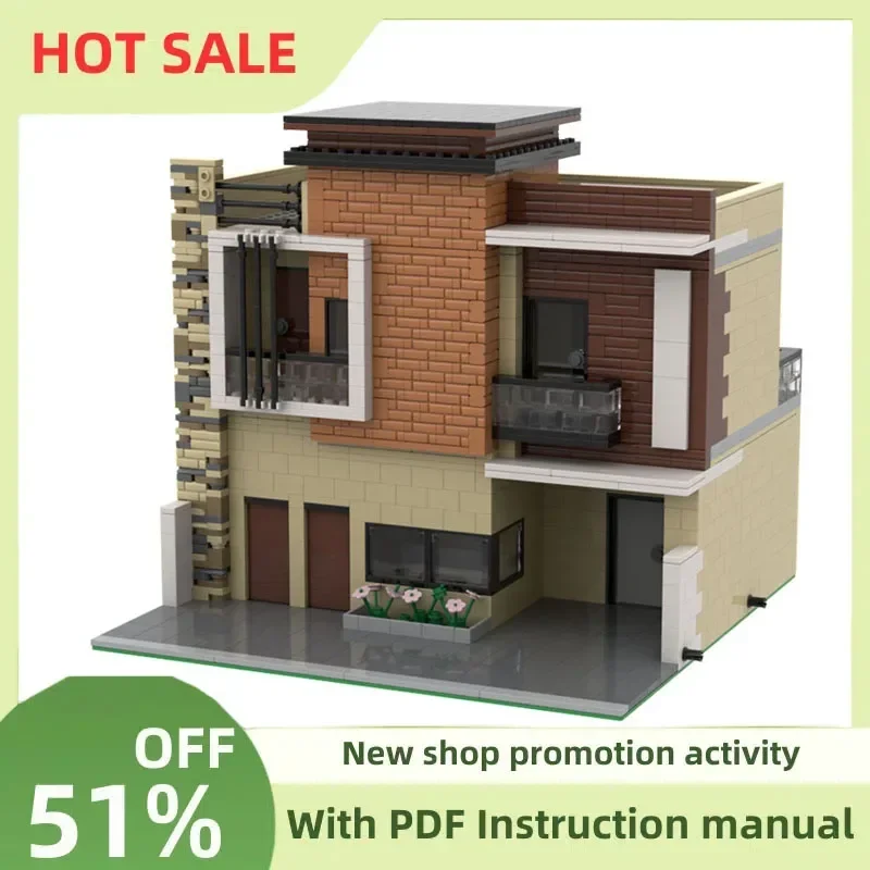 New 2219Pcs City Hot Selling Street View Moc Modular Modern House Model Custom Puzzle Diy Creative Ideas Kid Toy Birthday Gift