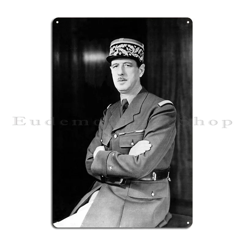 Charles De Gaulle Metal Plaque Character Classic Wall Funny Rusty Tin Sign Poster