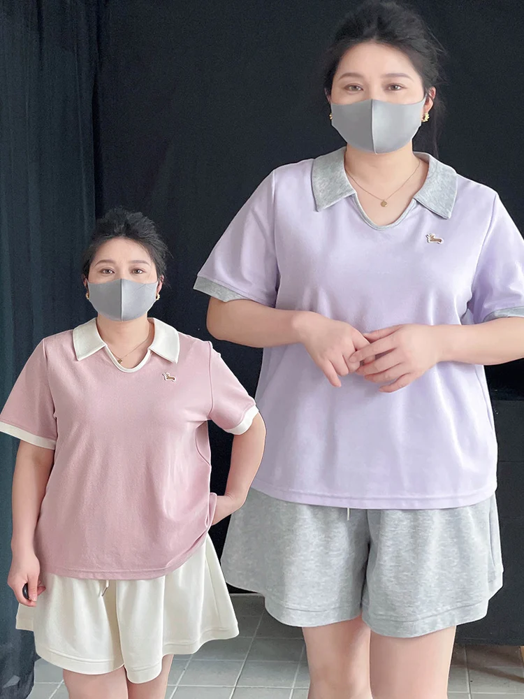 

Комплект из футболки с коротким рукавом и широких брюк больших размеров для женщин: летний модный ансамбль с высокой талией для любого типа фигуры