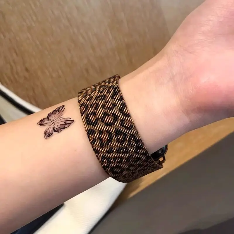 For Apple watch S10 S11 S8 Ultra Ladies Elegant Leopard Print Metal Band Adult for Apple Watch High Fashion Accessory