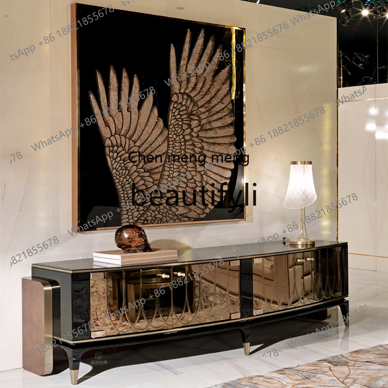 X Light Luxury TV Cabinet Living Room Modern Furniture Tempered Glass Wooden Lacquer Storage Display Low Cabinet