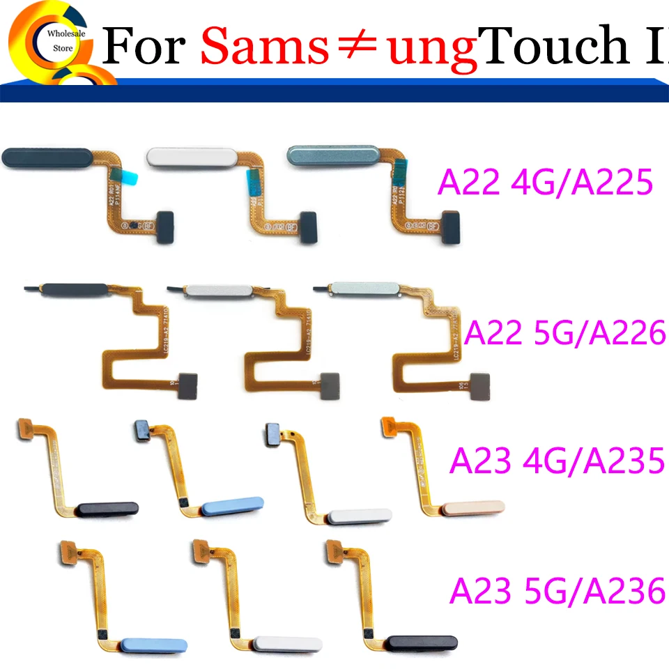 

10Pcs\Lot For Samsung A22 A23 4G 5G A225 A226 A235 A236 Home Button Fingerprint Sensor Flex With Power Key Button Flex Cable