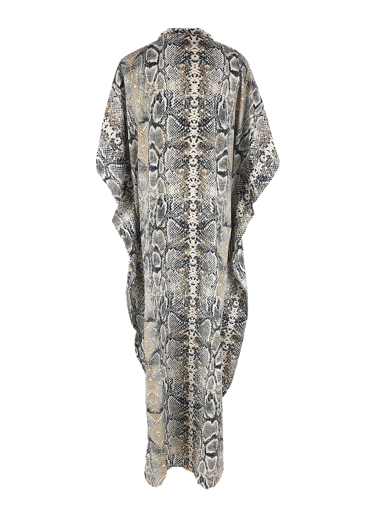 غطاء شاطئ بطباعة بوهيمية |   عباءة قفطان بتصميم قميص بأزرار أمامية - مثالية لعطلات المنتجعات والبيكيني