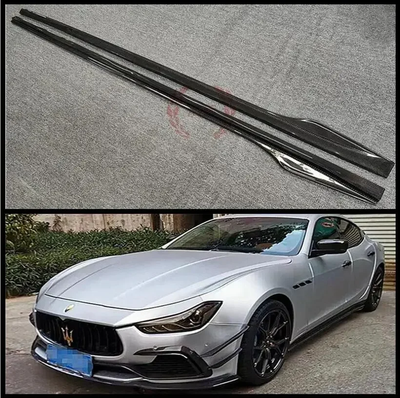 Real Carbon Fiber Side Extension Body Skirts Kit Lip Cover For Maserati Ghibli 2014 2015 2016 2017