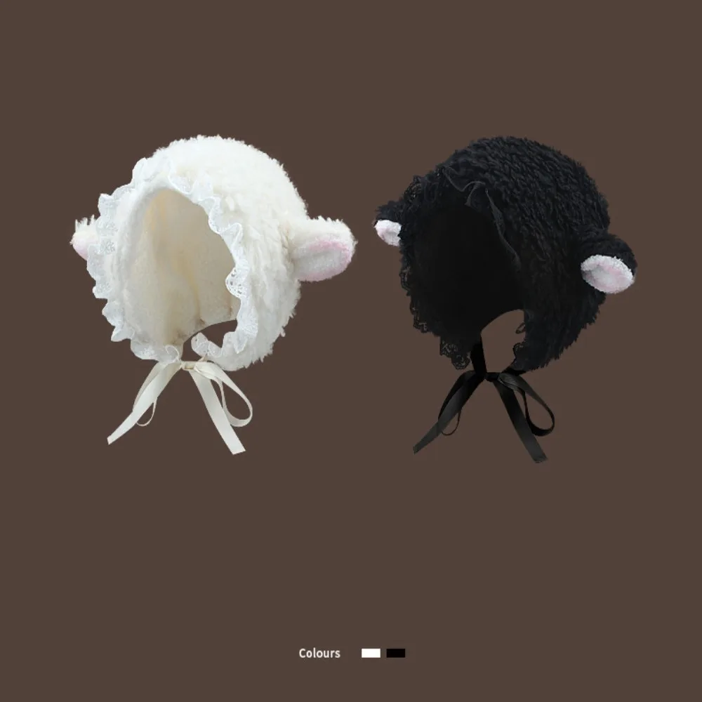 Flauschige Kostümhüte, Weihnachtsgeschenk, warm, weich, schönes Lamm, Cosplay, Eimerhut im Freien, warmer Winter – Detail 7