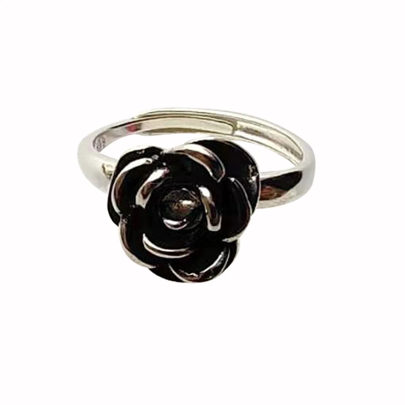 Punk Rose Ring Opening Adjustable Retro Female Self Defense Women Safety Protection Girl Women Fashion Jewelry Party Decoration