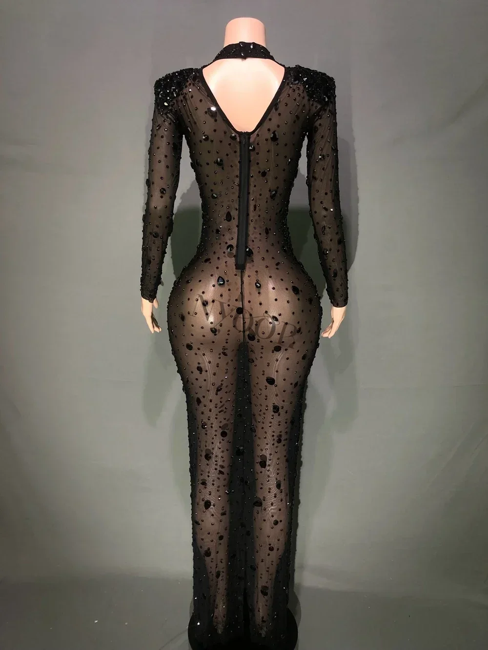 Robe Longue Luxueuse en Maille pour Femme, Tenue de Soirée, de Bal, d'Anniversaire, de Chanteur, de Scène, de Séance Photo