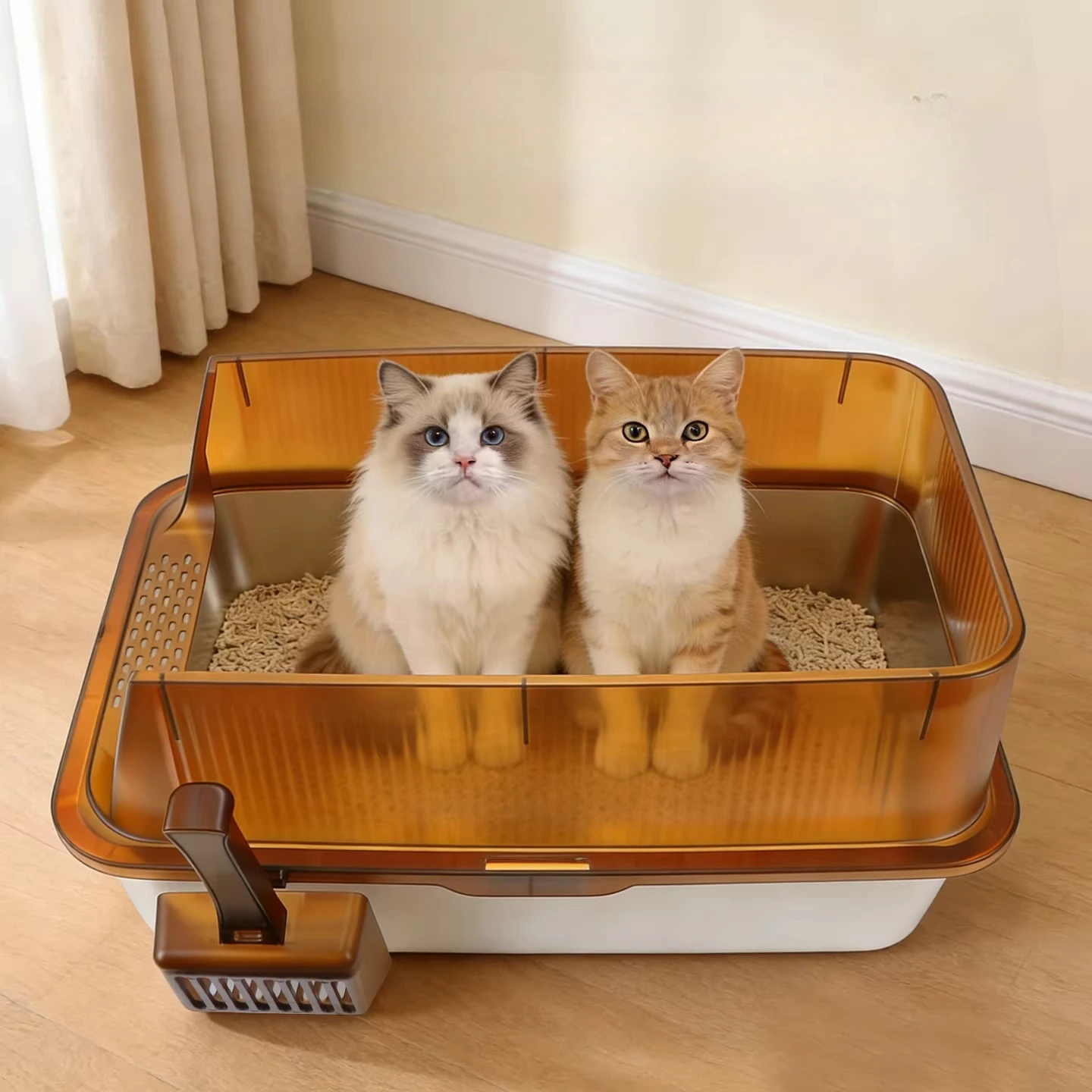 

Stainless Steel Open-ended cat Litter Box Side Entrance Extra Large cat Litter Box Self-Cleaning Areneros Para Gatos Home Items