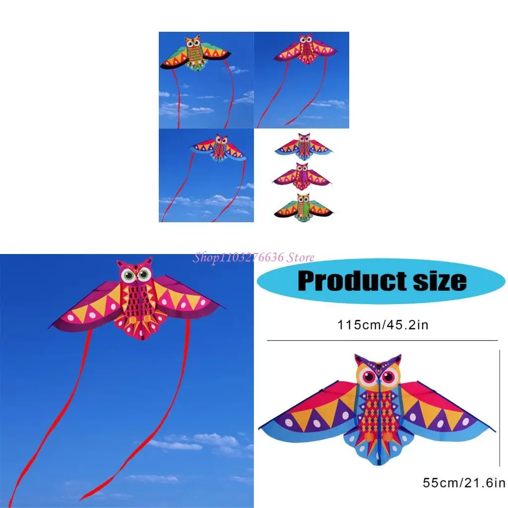 R6FD coruja colorida colorida pipa para crianças com fibra vidro durável Fios ao ar livre