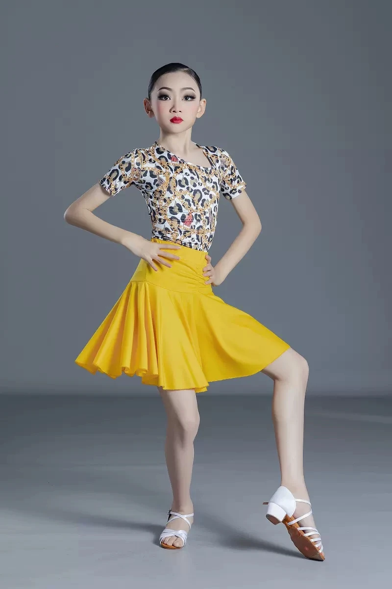 2024 New Kids Latin Dance Dress for Competition Girls Leopard Cha-cha  Tanggo Ballroom Dancing Dresses Sexy Salsa Dancewear