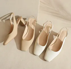 Fashion Women Patent Leather Pumps 5CM Square Heel Square Toe Buckle Strap Street Style British Style Sewing Shoes For Women