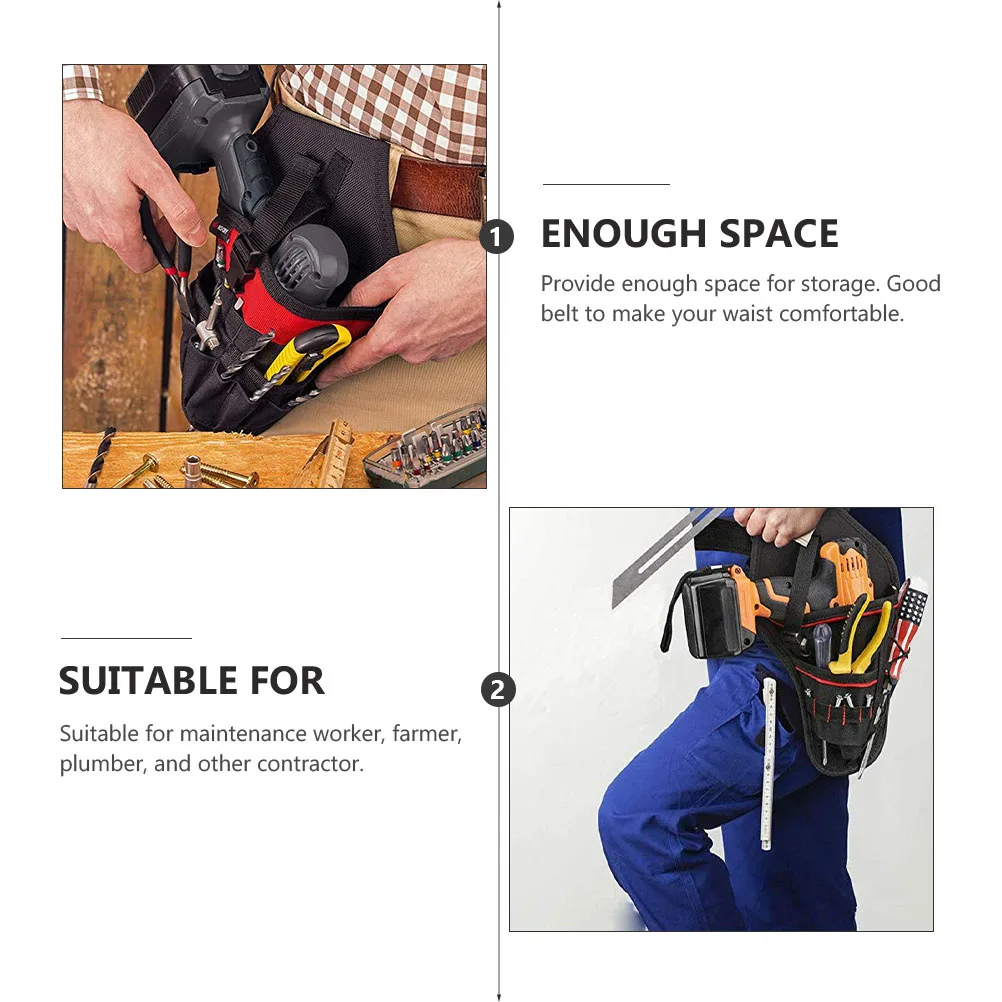 

Tool Pouch For Electric Drill Oxford Cloth Multi-Functional Waterproof Storage Bag Belt Included Tool Kit Bag For Plumber Farmer