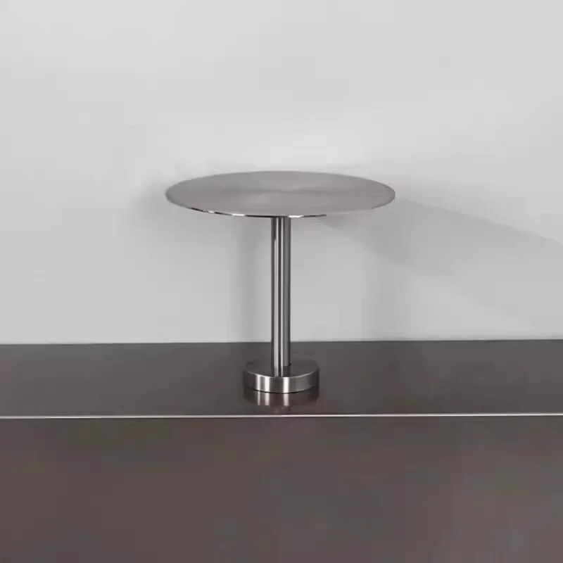 Cafe booth fixed small table, industrial style dessert shop small round table, stainless steel round table