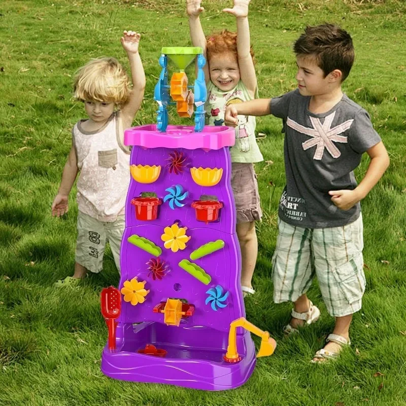 

Water Table for Kids Double-Sided Waterfall Sand Activity Game Set Outdoor Sand Play Station for Boys & Girls STEM Learning Toy