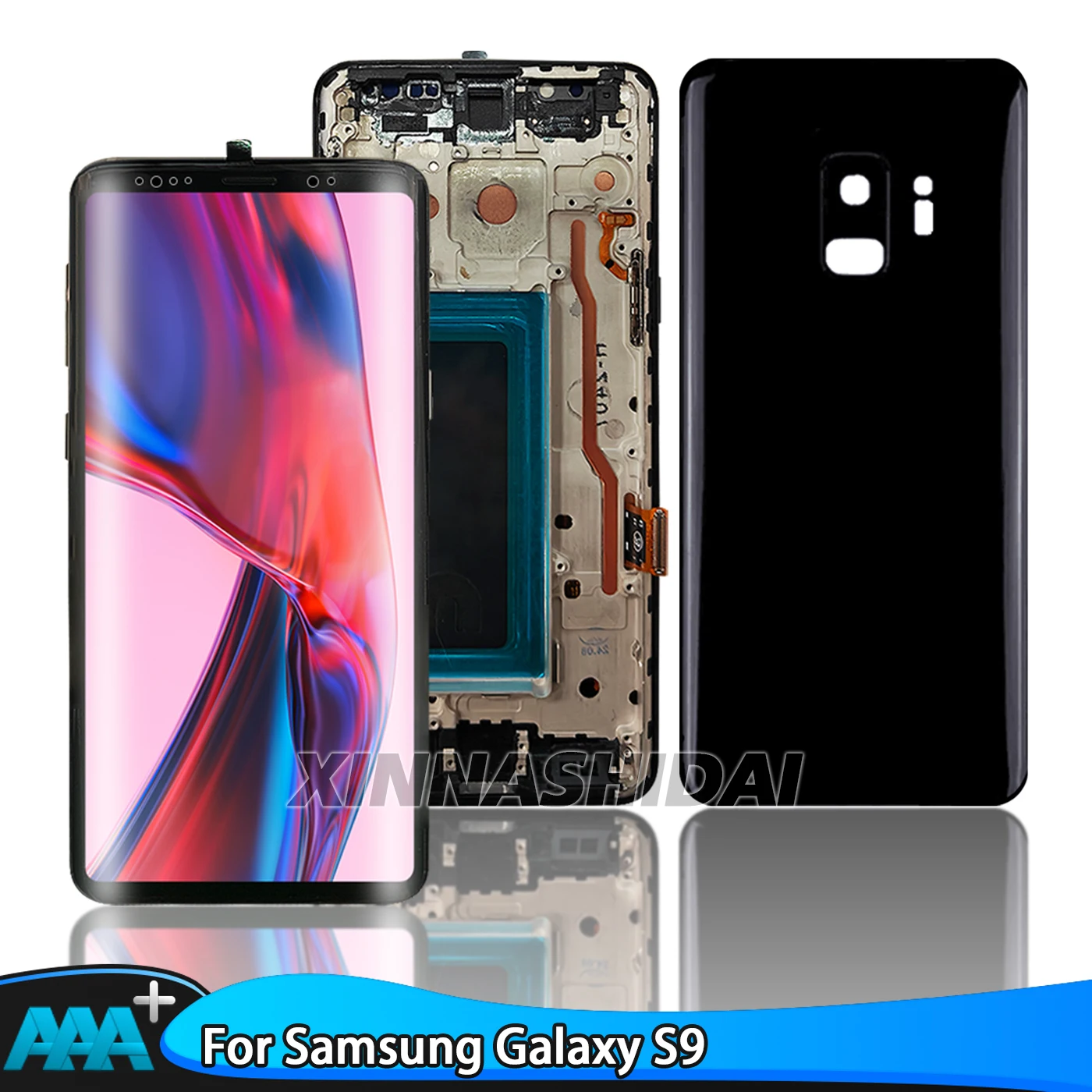 Tela lcd tft para samsung galaxy s9 com moldura traseira display touch screen digitador assembléia lcd