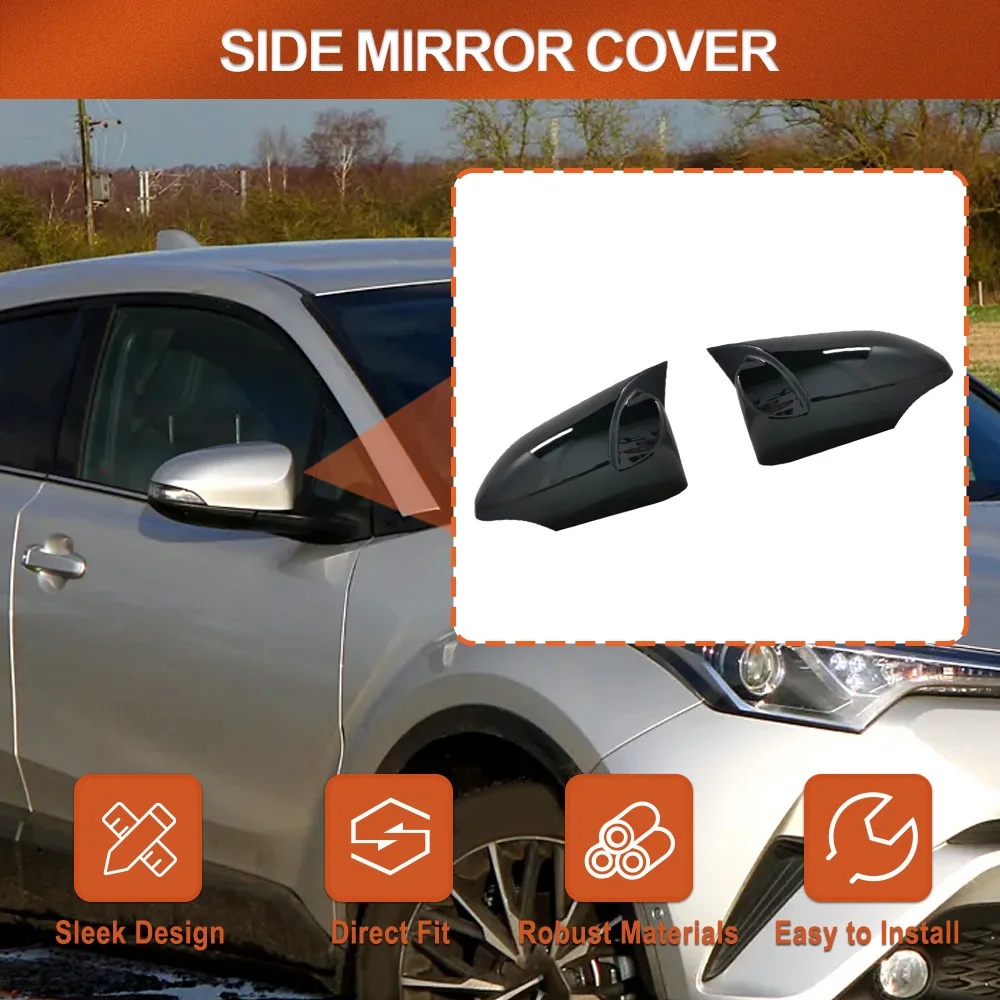 

2Pcs Car Rearview Mirror Cover Caps Left Right Side for Toyota CHR with signal light 2017-2021 US Version Carbon Fiber Black
