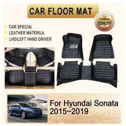 Car Floor Mats For Hyundai Sonata LF 2015 2016 2017 2018 2019 Leather Pad Foot Cover LHD Cover Full Set Car Interior Accessories