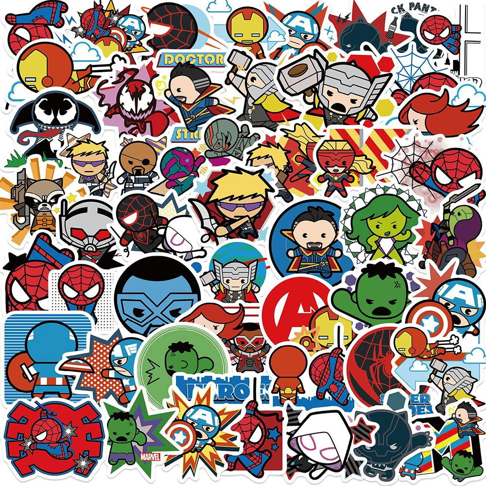 

10/30/50pcs Disney The Avengers Super Hero Anime Stickers Decals Toys Waterproof Spiderman Iron Man Cartoon Cool Sticker Toys