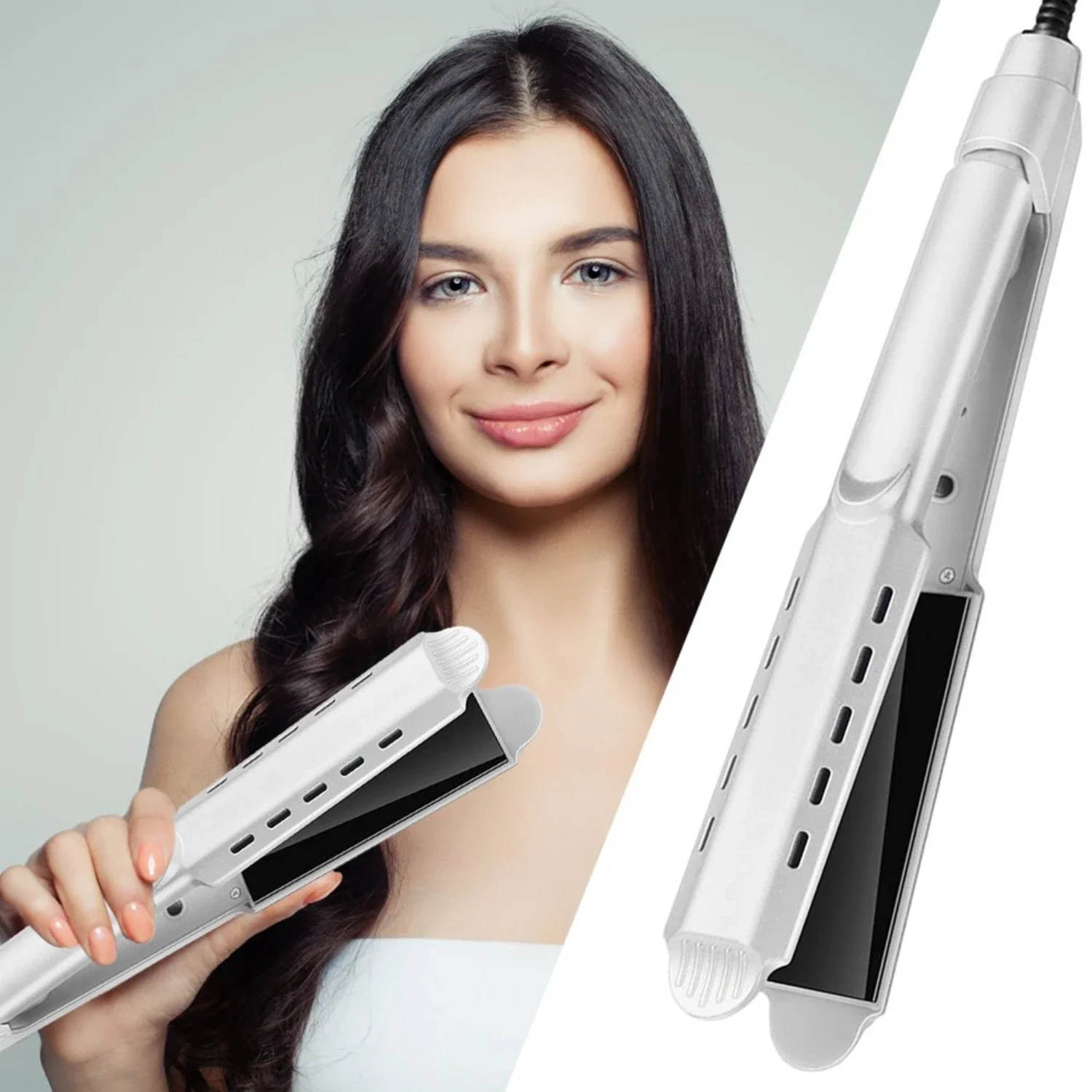 

USB Charging Mini Hair Straightener, Dual Use Dry & Wet Straight Roll Curling Iron