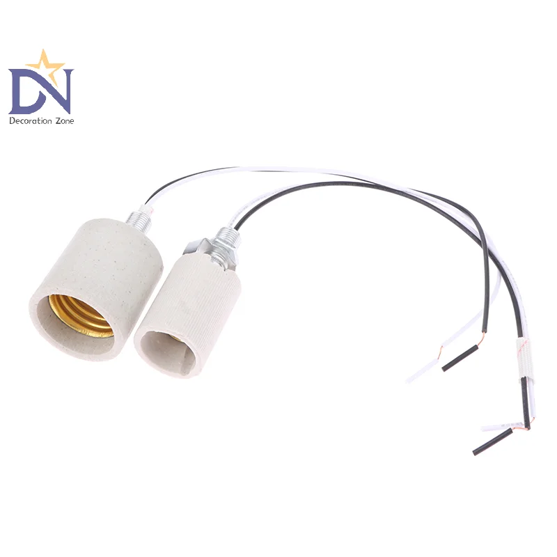 E14/E27 Ceramic Screw Lamp Holder LED Light Heat Resistant Adapter Home Use Round Socket For Bulb Base With Cable