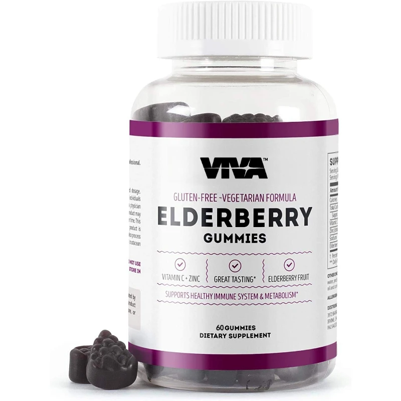 

Elderberry Gummies+Zinc and Vitamin C - Sugar Free - Immune Support, Vegan, Gluten Free, Chewable with A Fruity Flavor