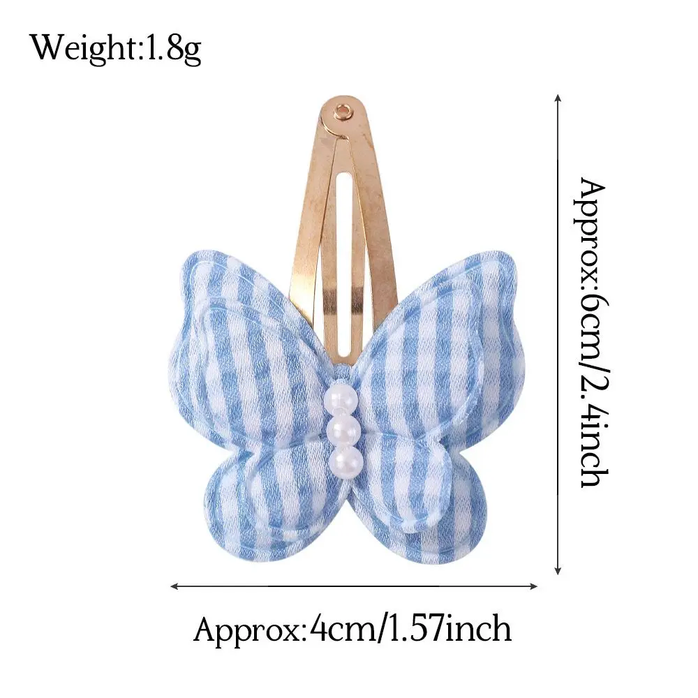 Plaid Pearl Butterfly Bow Hair Clips, Grampos de cabelo para crianças, Acessórios de cabelo para crianças, Presilhas para bebês, Bulk, Novo, 100 pcs por lote