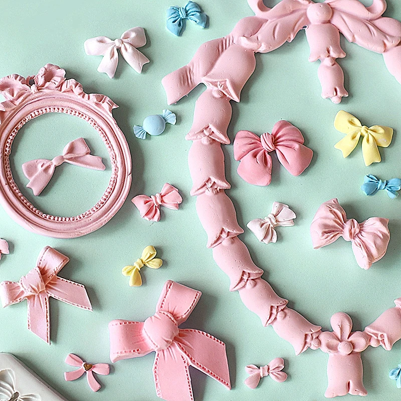 Mirosie Baking Silicone Molds French Girl Heart Bell Bow Frame Bow Letter Silicone Fondant Cake Mold Cake Decorating Tools